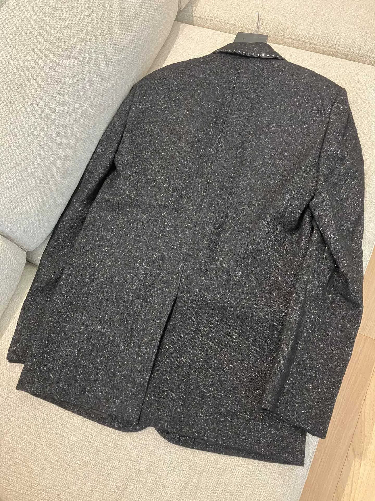 Saint Laurent Dark Gray Studded Blazer