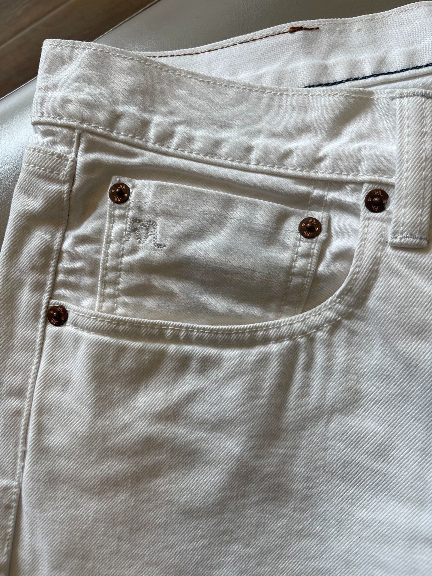 RRL Double RL White Denim Jeans