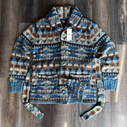 RRL Indian Totem Argyle Shawl Collar Sweater