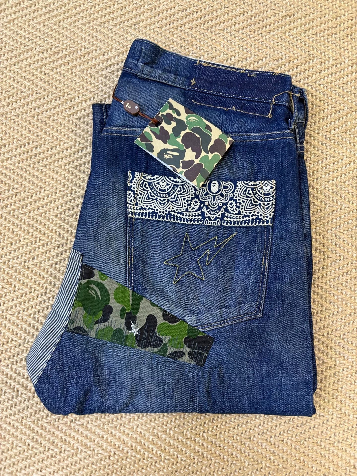bape type2 damage denim pants limited edition