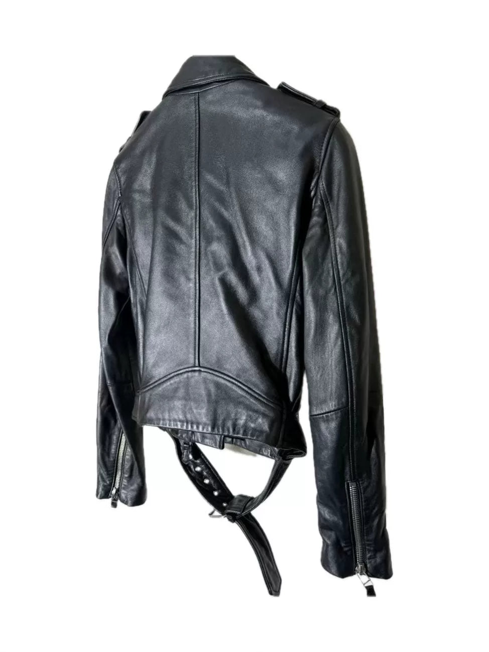 black leather leopard print motorcycle jacket