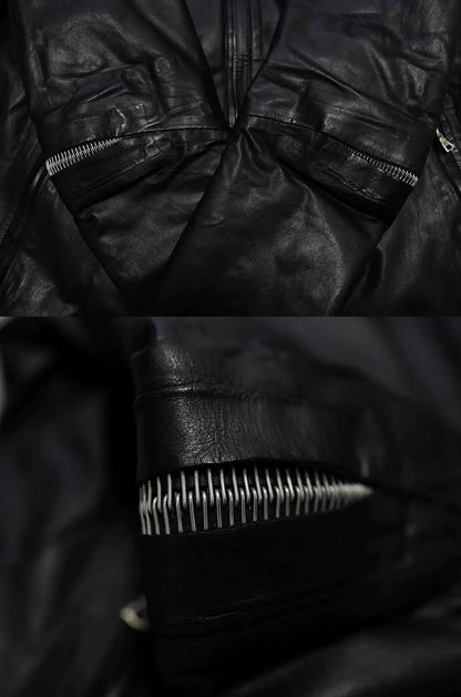 isaac sellam experience leather jacket in black