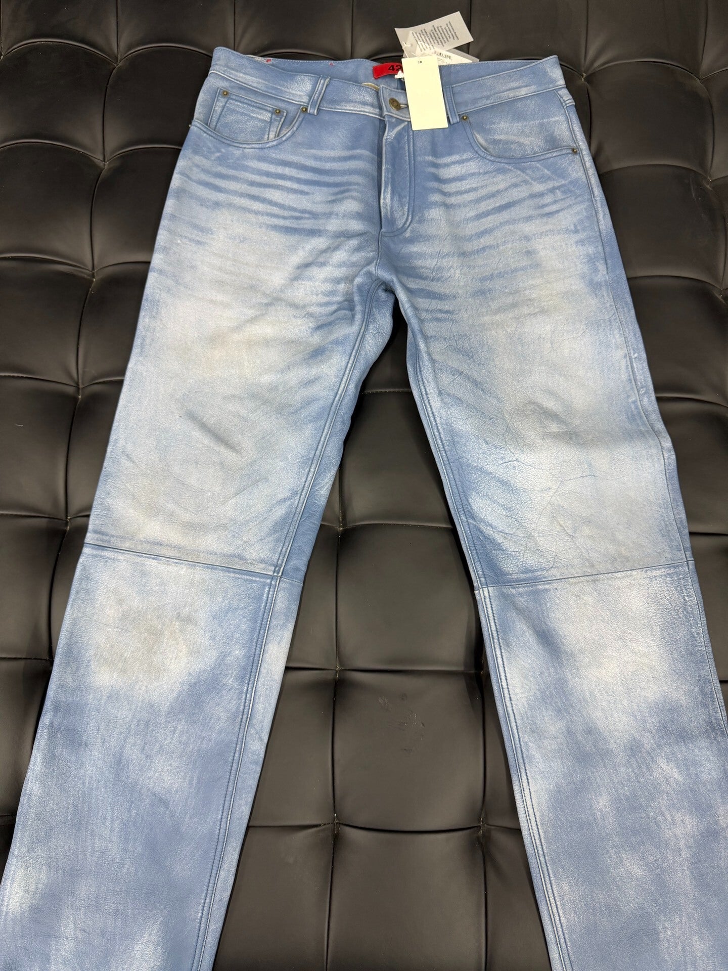424 Washed Leather Baggy Pants