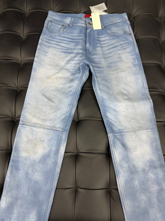 424 Washed Leather Baggy Pants