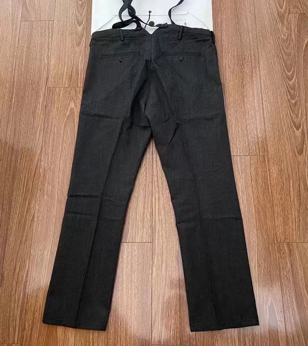visvim herringbone braces pants in black