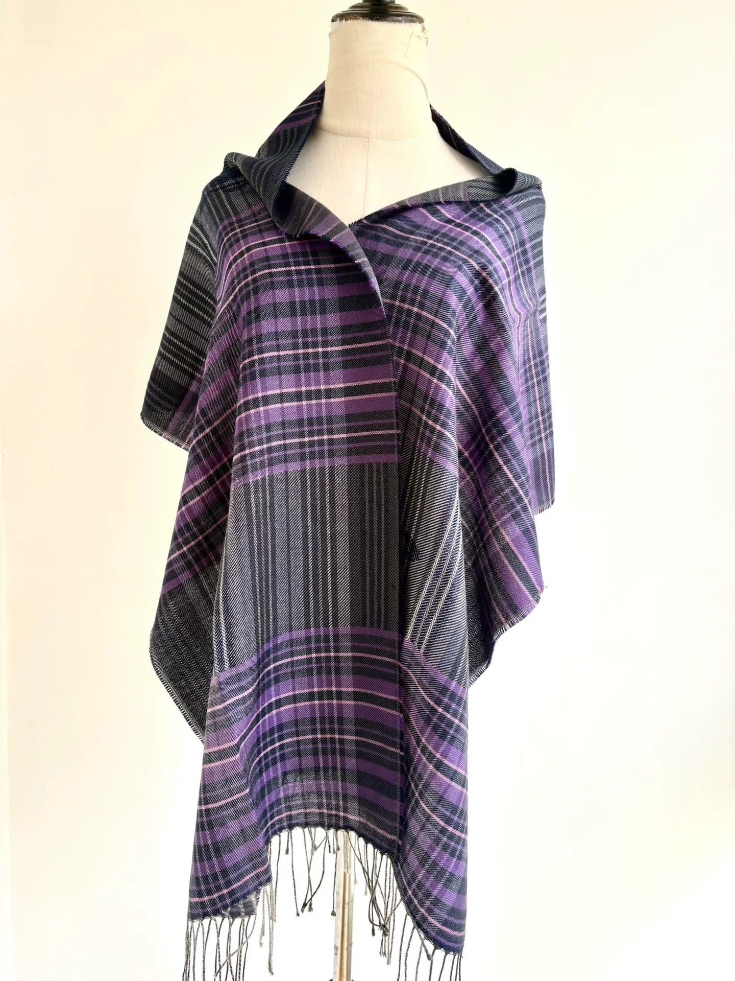Vivienne Westwood Purple-Gray Plaid Saturn Scarf
