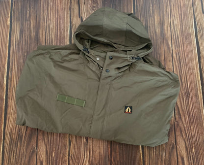 tactical raincoat for outdoor adventure in green