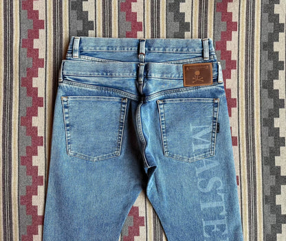 mastermind world skull embroidery denim pants