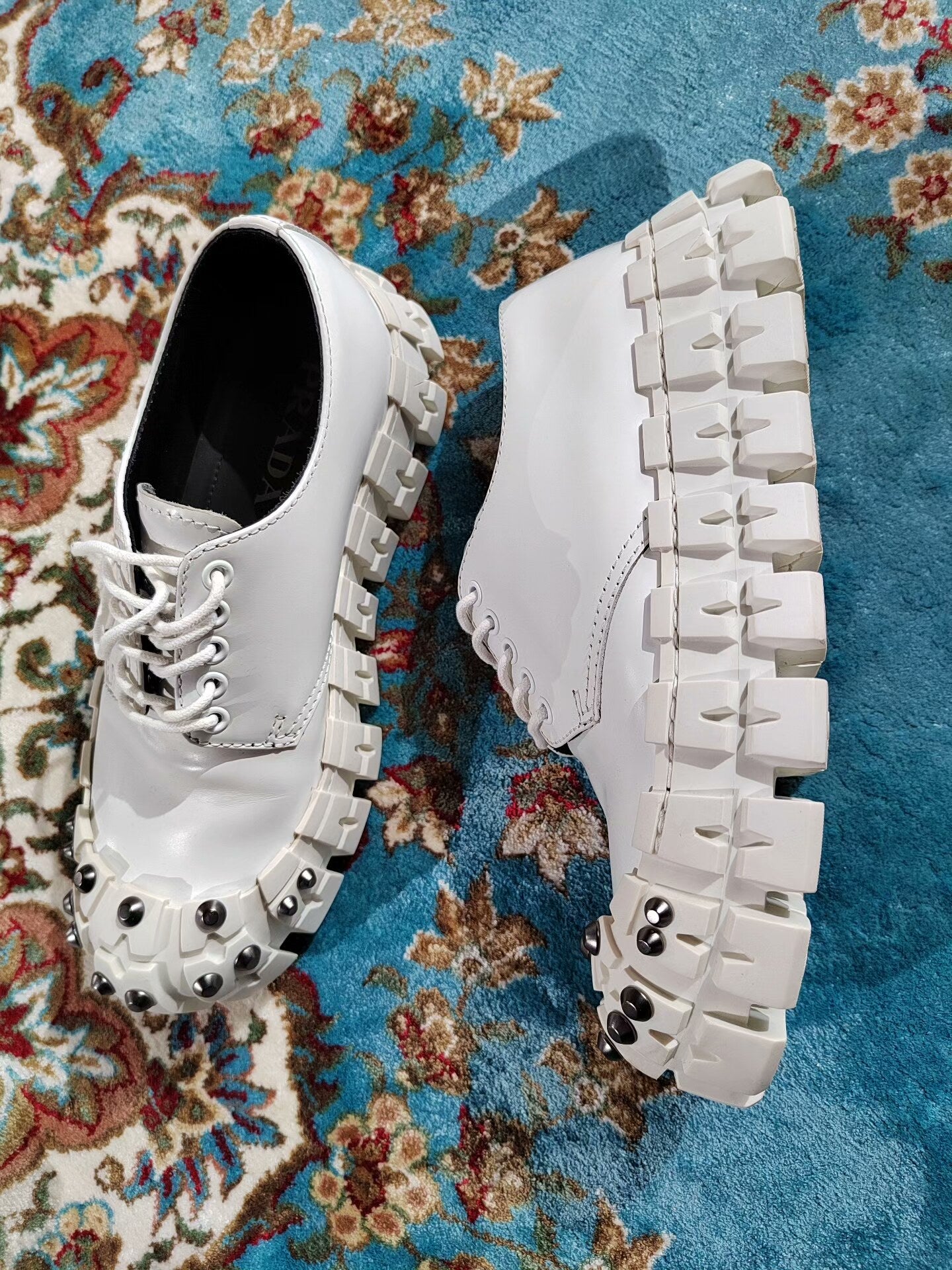 Prada Studded Chunky Derby Shoes