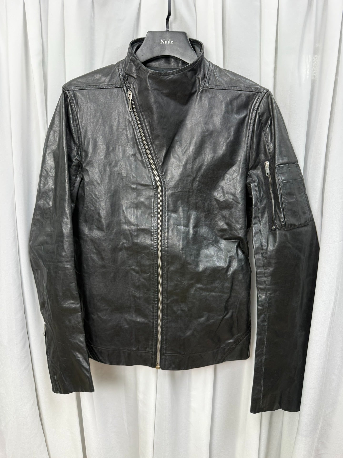 Rick Owens Stand Collar Biker Jacket