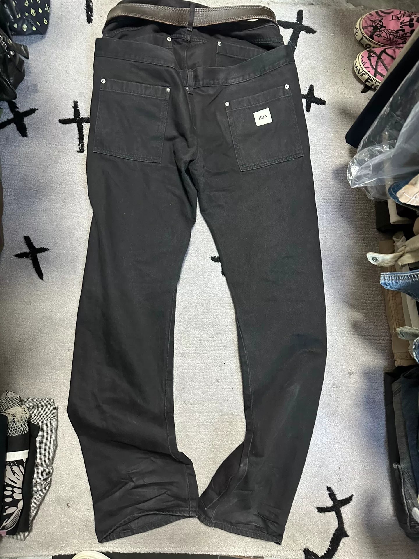 oversized black denim pants by hood by air