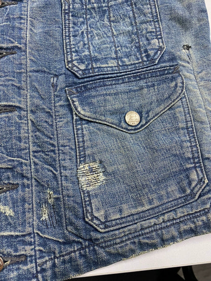 vintage rrl denim vest with heavy washing
