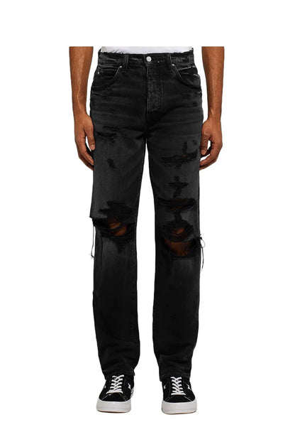 amiri destroyed slouch jeans in black