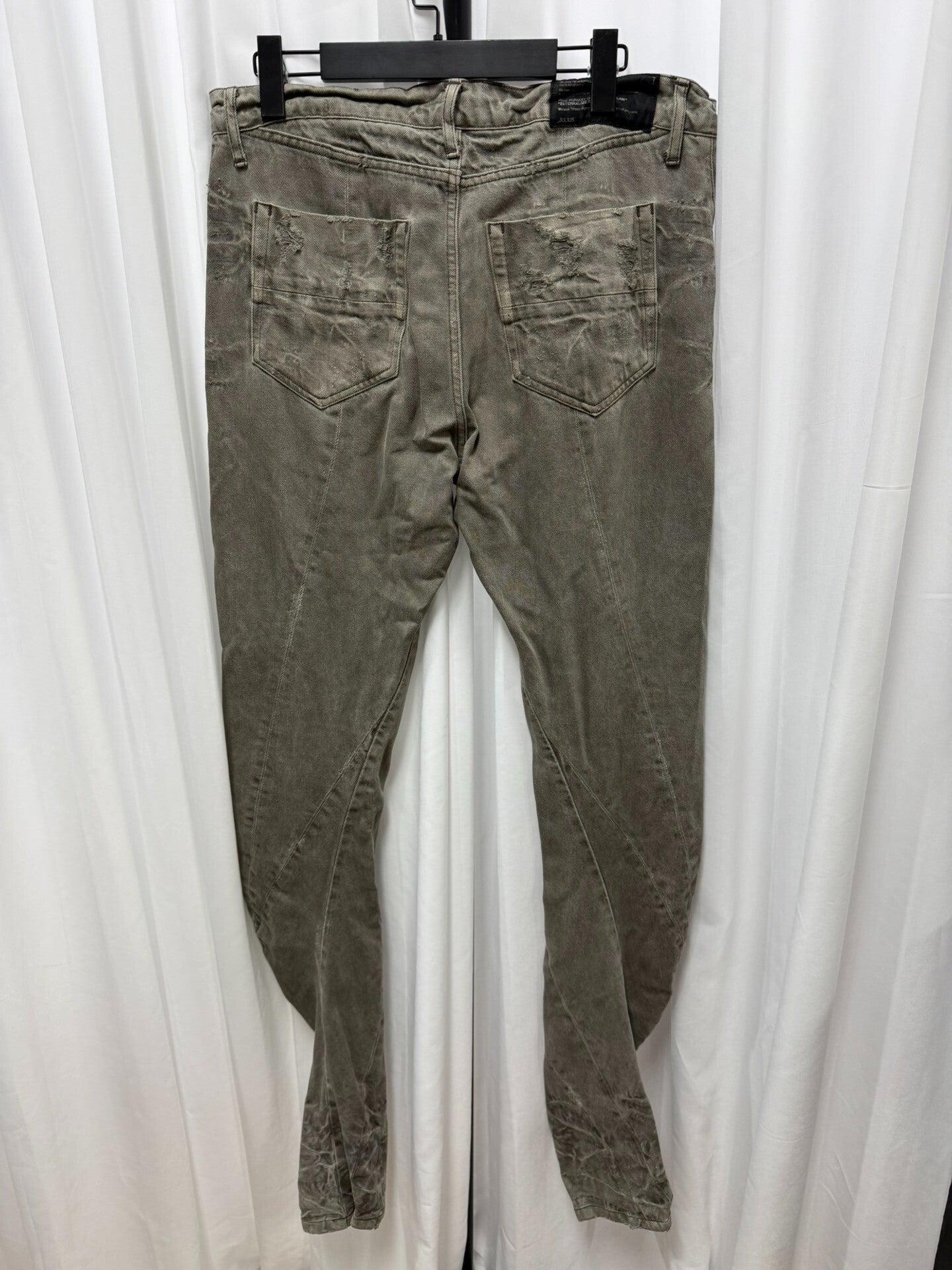 Gray Slim Pants with Distressed Detailing