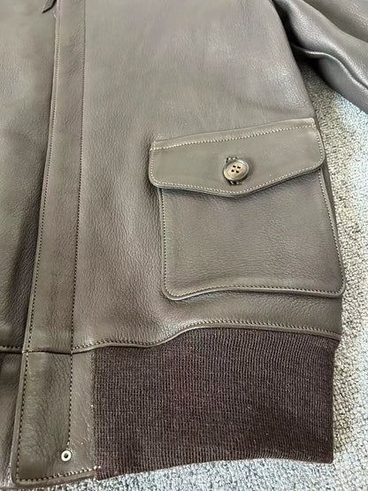 real mccoy a2 brown leather flight jacket