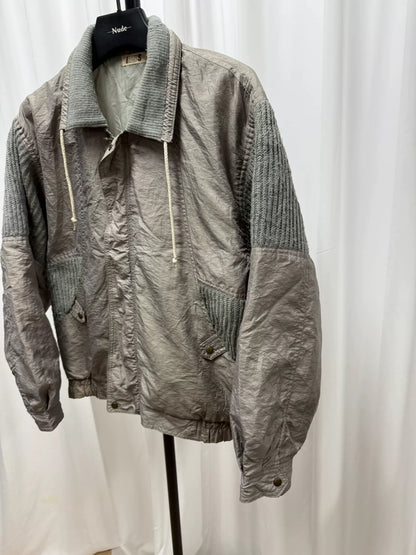 issey miyake logo patch metallic nylon jacket