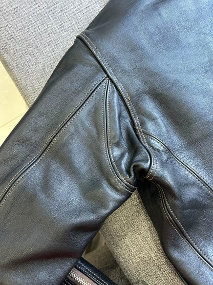 vintage black leather motorcycle jacket