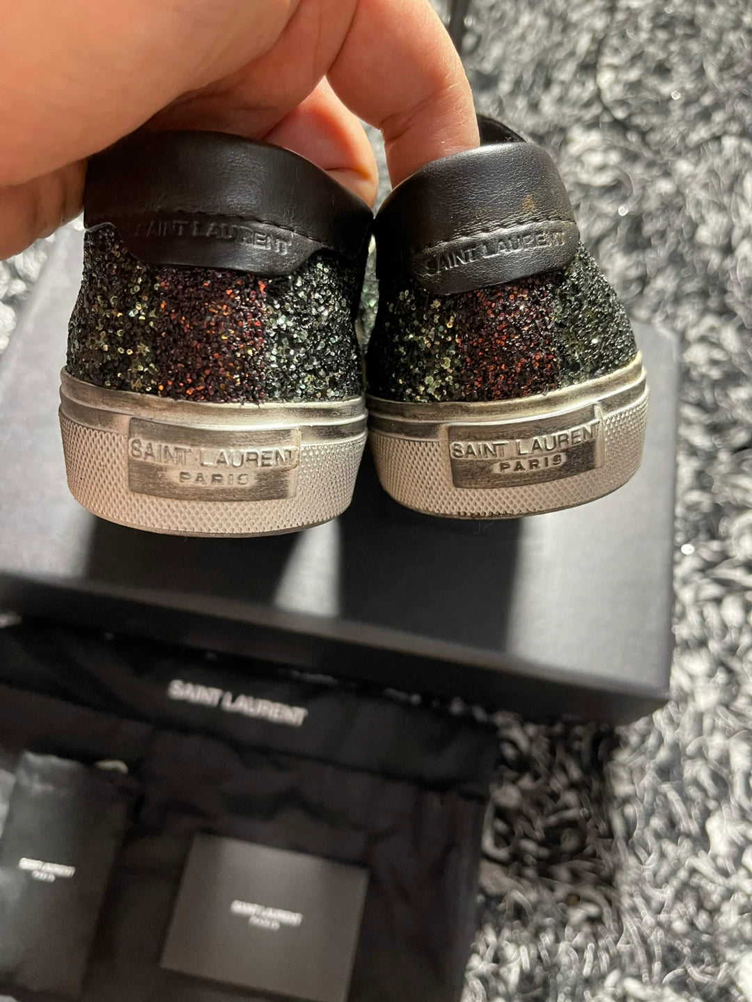 saint laurent glitter low-top sneakers
