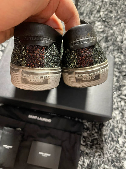 saint laurent glitter low-top sneakers