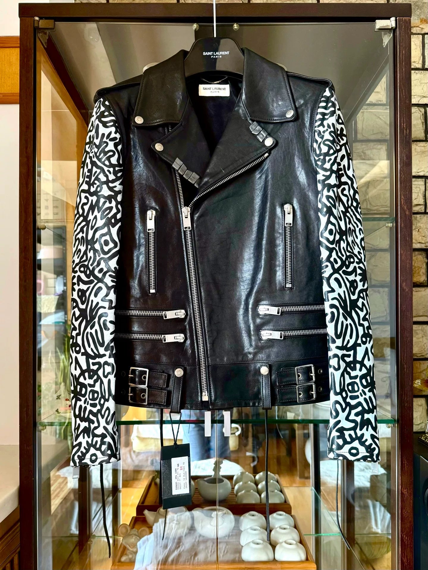 saint laurent graffiti leather jacket
