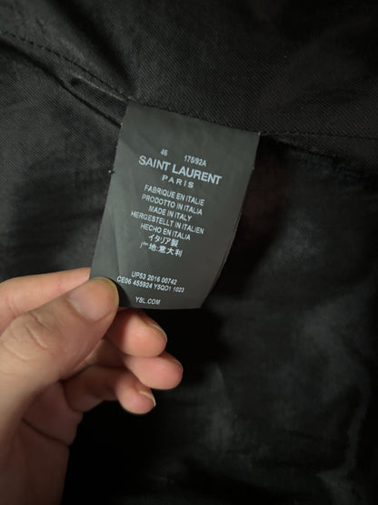 saint laurent distressed fringe leather jacket