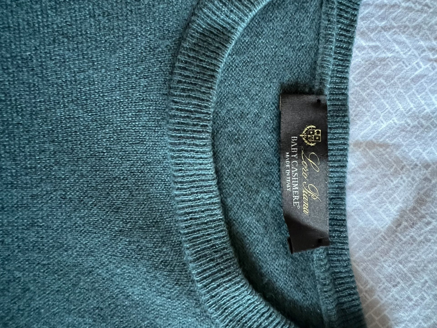 Loro Piana Blue Crewneck Cashmere Sweater