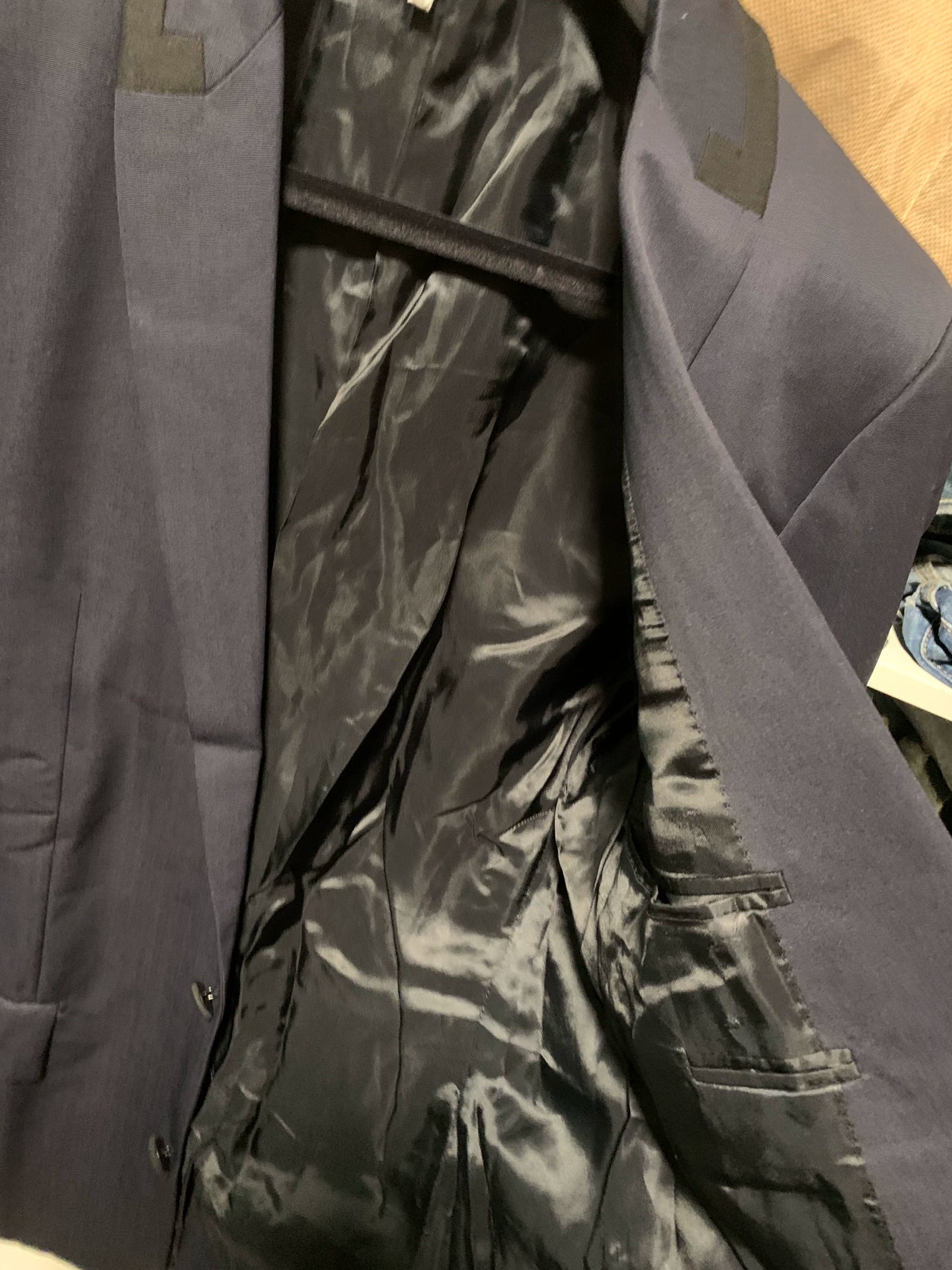 Dior Homme Wool Suit Jacket in Navy Blue