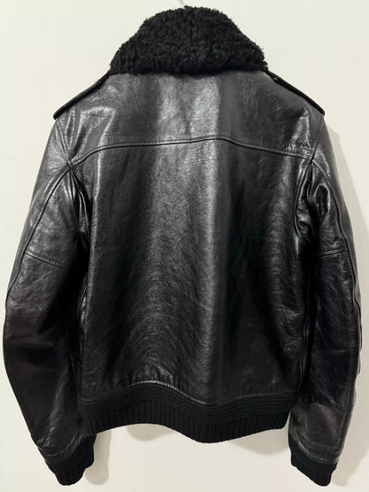Saint Laurent Black Pilot Leather Jacket