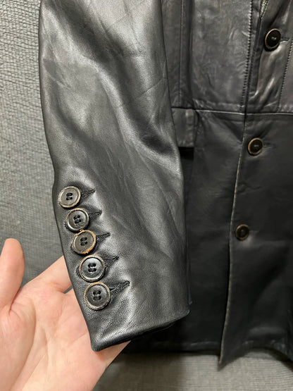 dark leather overcoat by isaac sellam experience