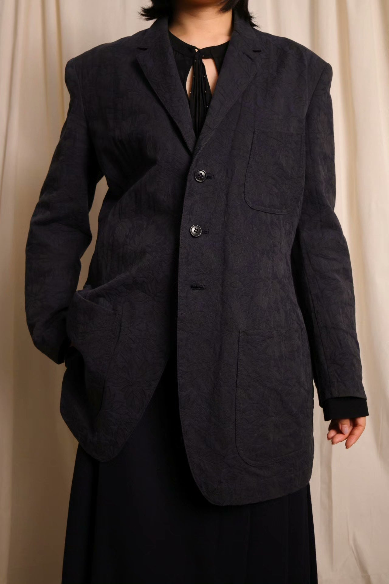 Moldyfig by Yohji Yamamoto Jacquard Belted Jacket