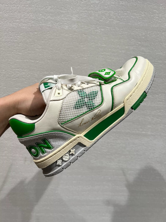 Louis Vuitton Green and White Trainers Size 42