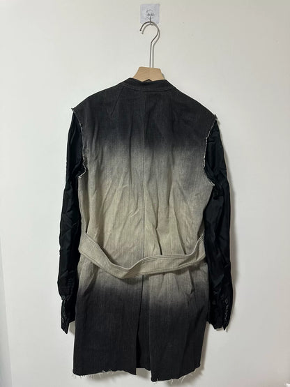 gradient denim jacket with contrast sleeves