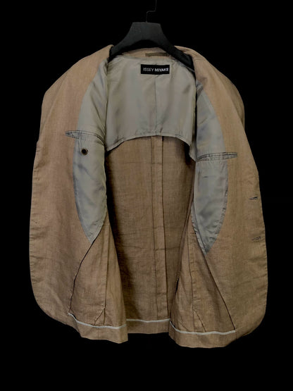 issey miyake 80s linen jacket in beige