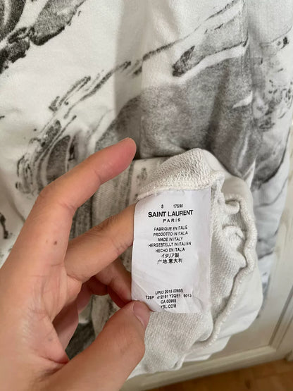 Saint Laurent Marble Print White Hoodie