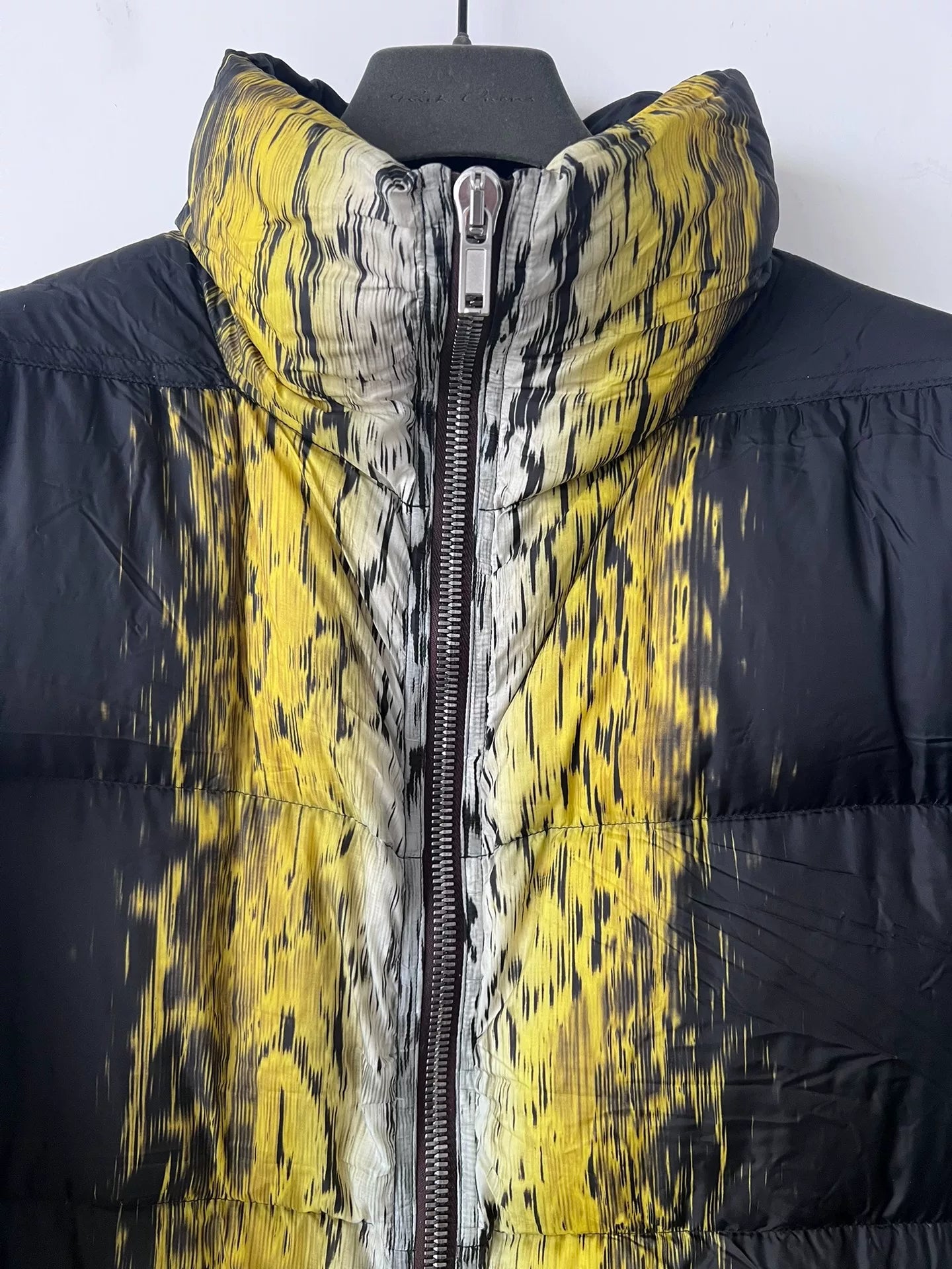 rick owens color-blocked puffer jacket