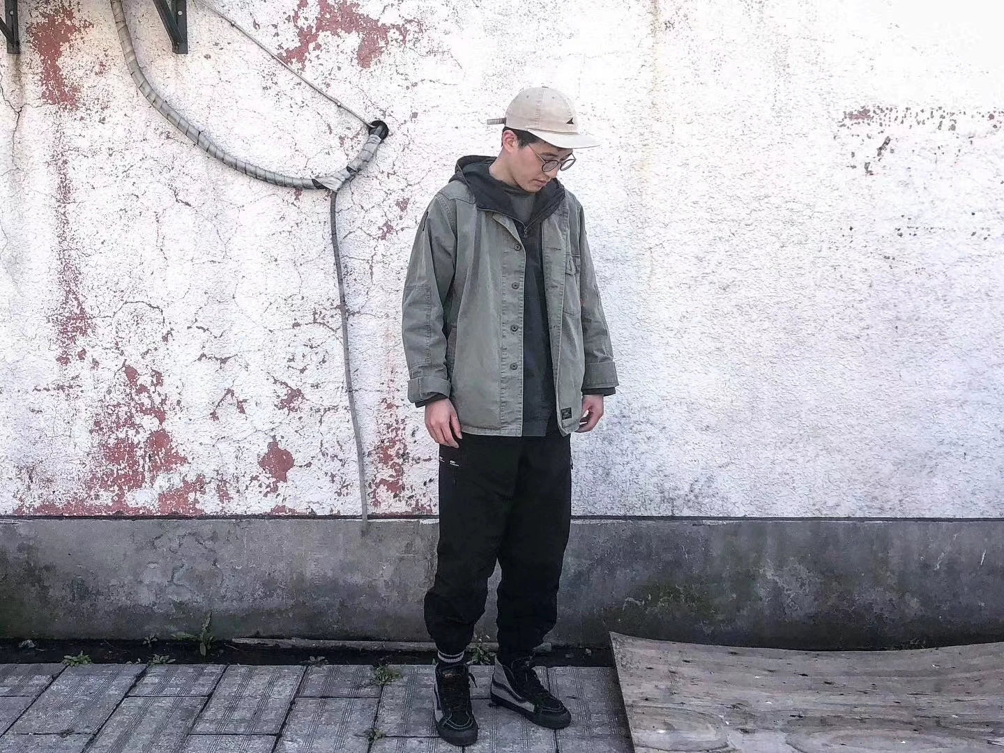 wtaps nylon track trousers in black