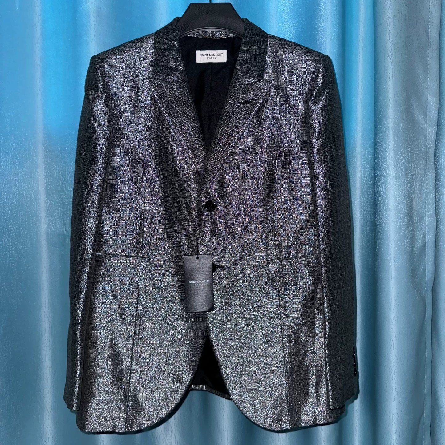 Saint Laurent Silver Sequined Blazer