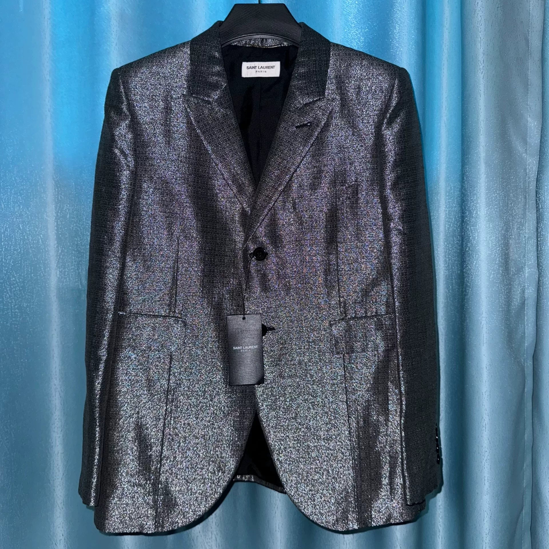 Saint Laurent Silver Sequined Blazer