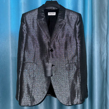 Saint Laurent Silver Sequined Blazer