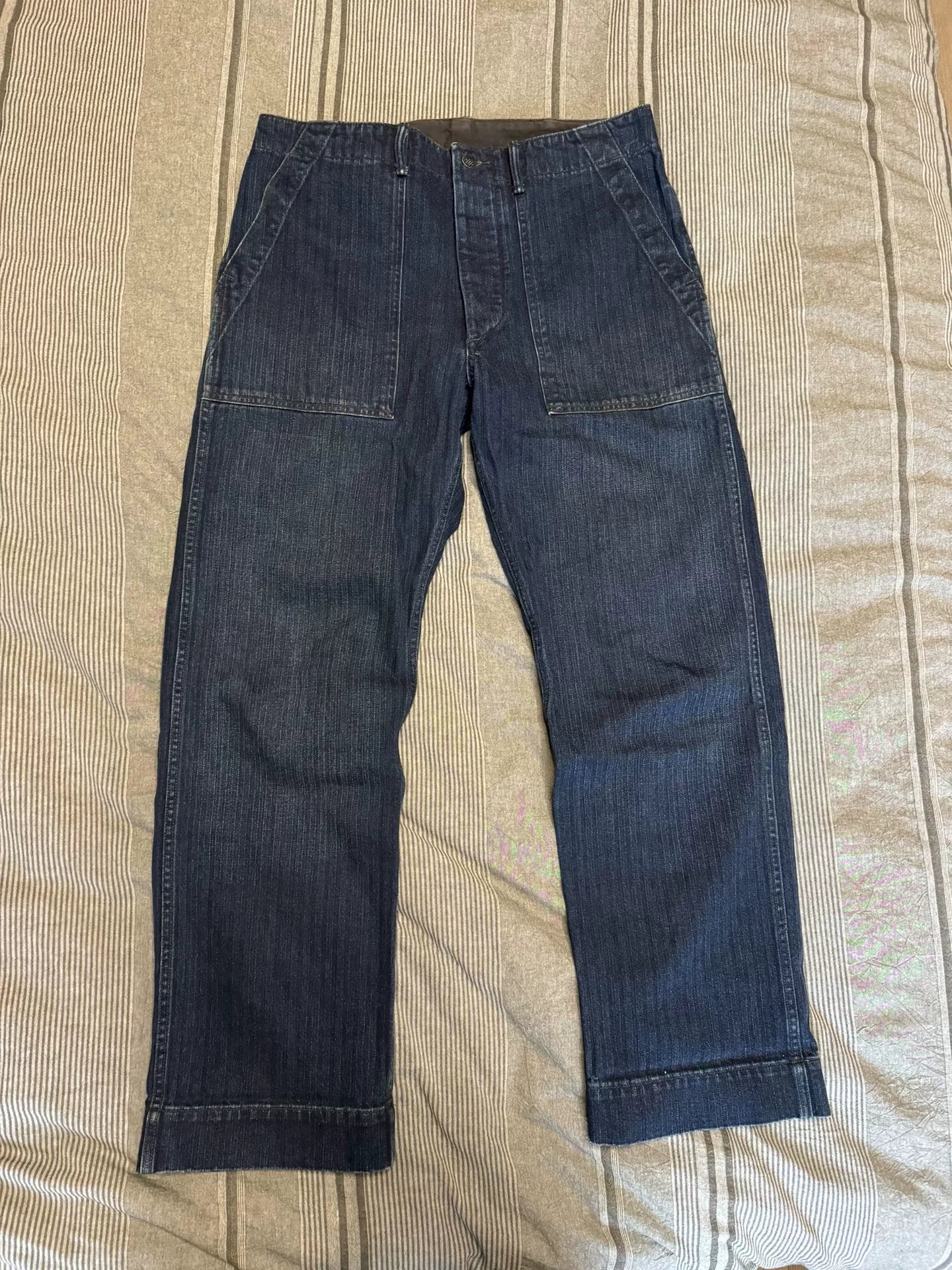 vintage blue-dyed work pants from RRL
