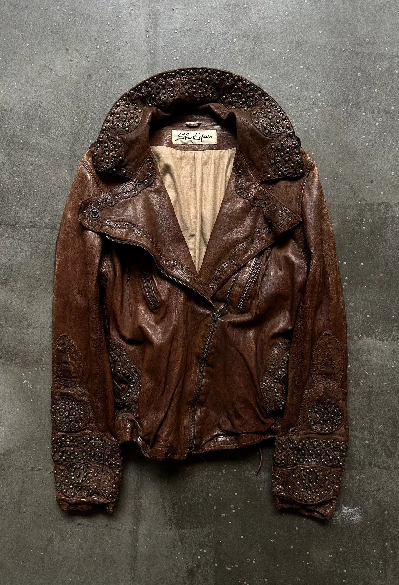 heavy embellished goat leather jacket