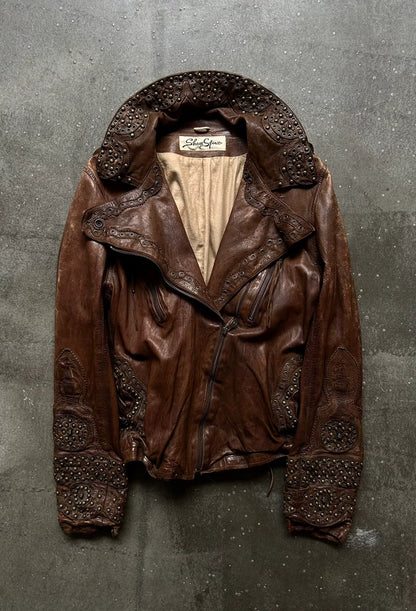 heavy embellished goat leather jacket