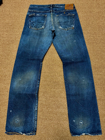 Blue Distressed Denim Jeans