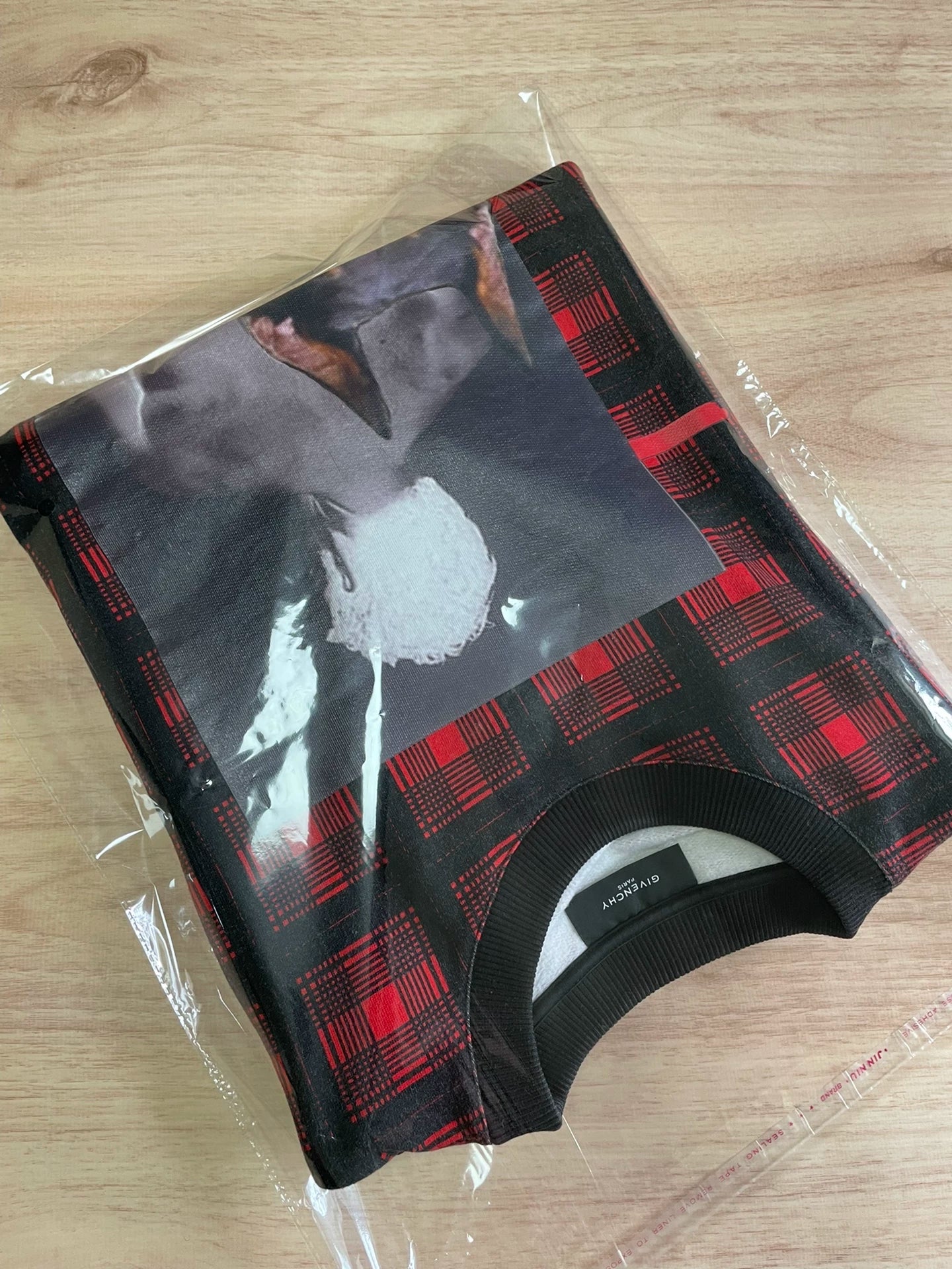 givenchy red plaid dog graphic sweatshirt