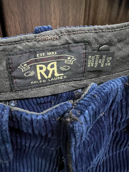 RRL Blue Dyed Corduroy Pants with Patches