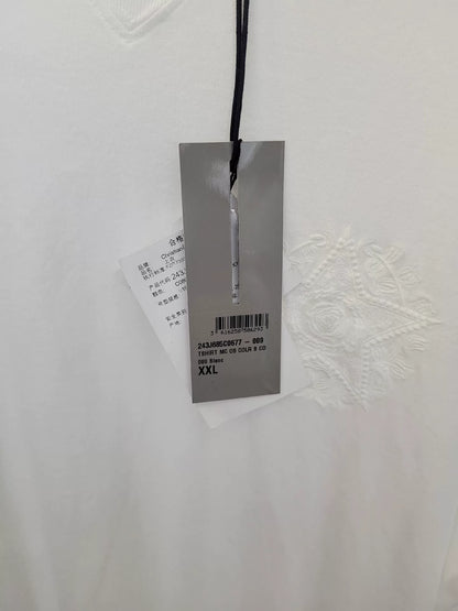 White Embroidered Logo T-Shirt by Dior