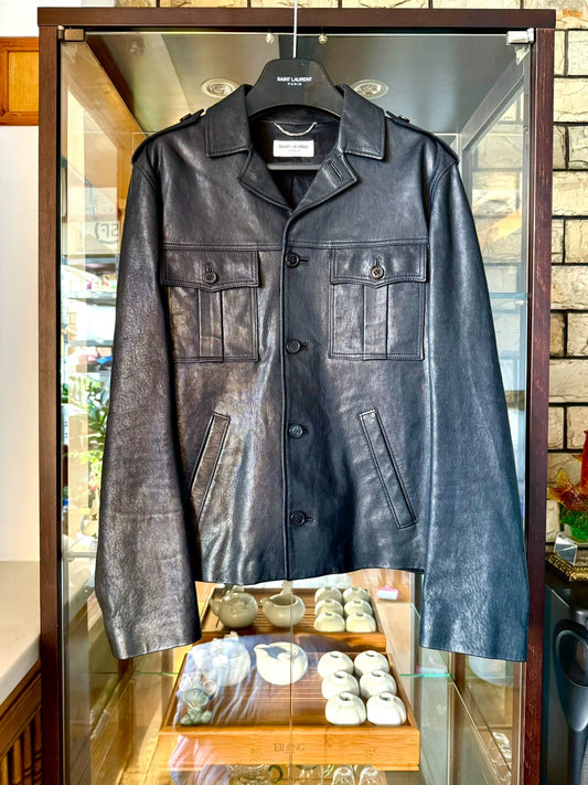 saint laurent lambskin leather hunting jacket