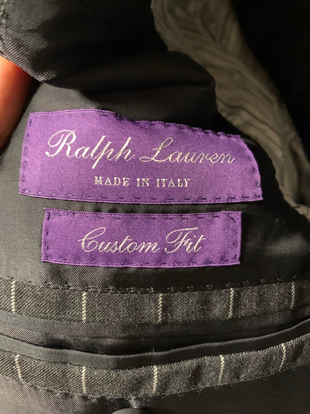 ralph lauren custom tailored gray striped blazer