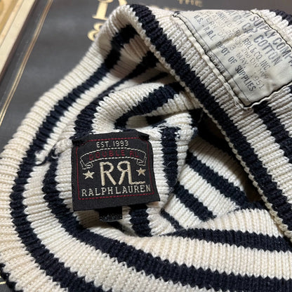 RRL Black White Striped Beanie