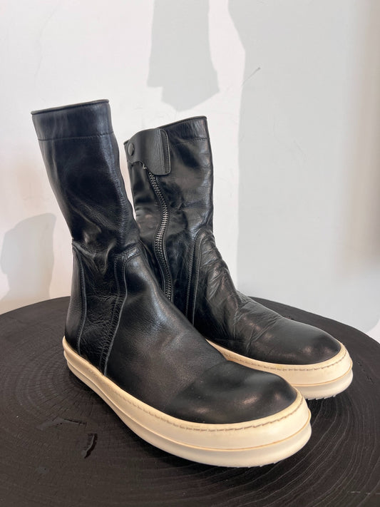 Rick Owens Main Line Cowhide Mid-Calf Boots 40